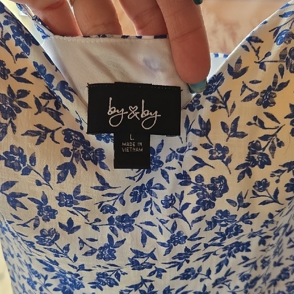 by & by White Dress with Blue Floral Print - Picture 2 of 5